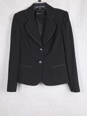 Dana Buchman Wool Blend Blazer Women's Black Two Button Size 12